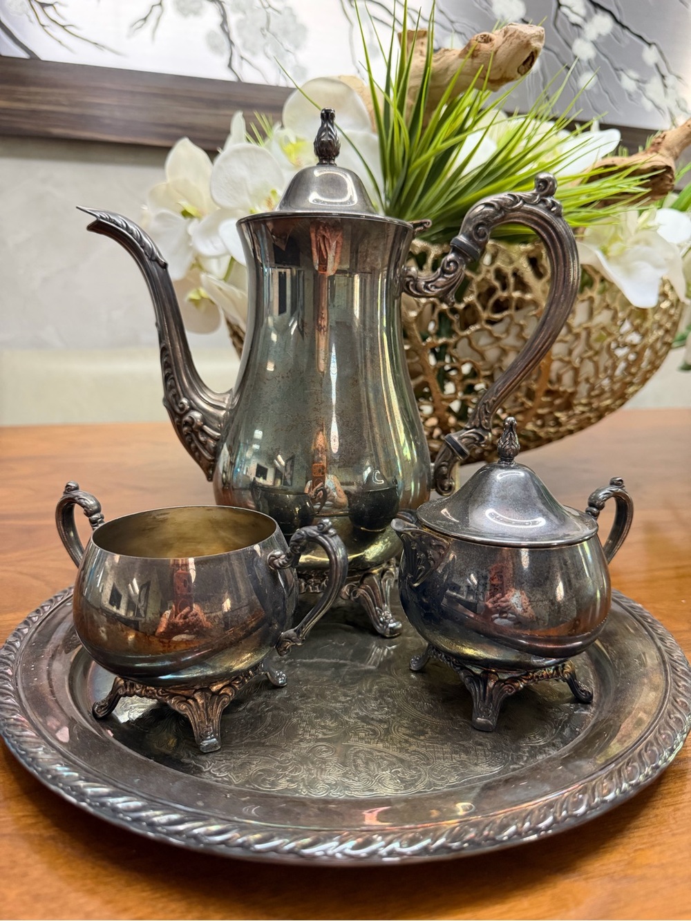 Vintage Oneida Silver Tea and Coffee Service Set - Silver plated